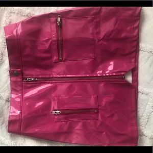 Barbie pink faux leather mini skirt